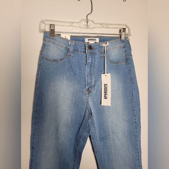 NEW Aphrodite Jeans Skinny Split Knee Light Wash High Waist Size 29 Minimalist - Picture 5 of 9